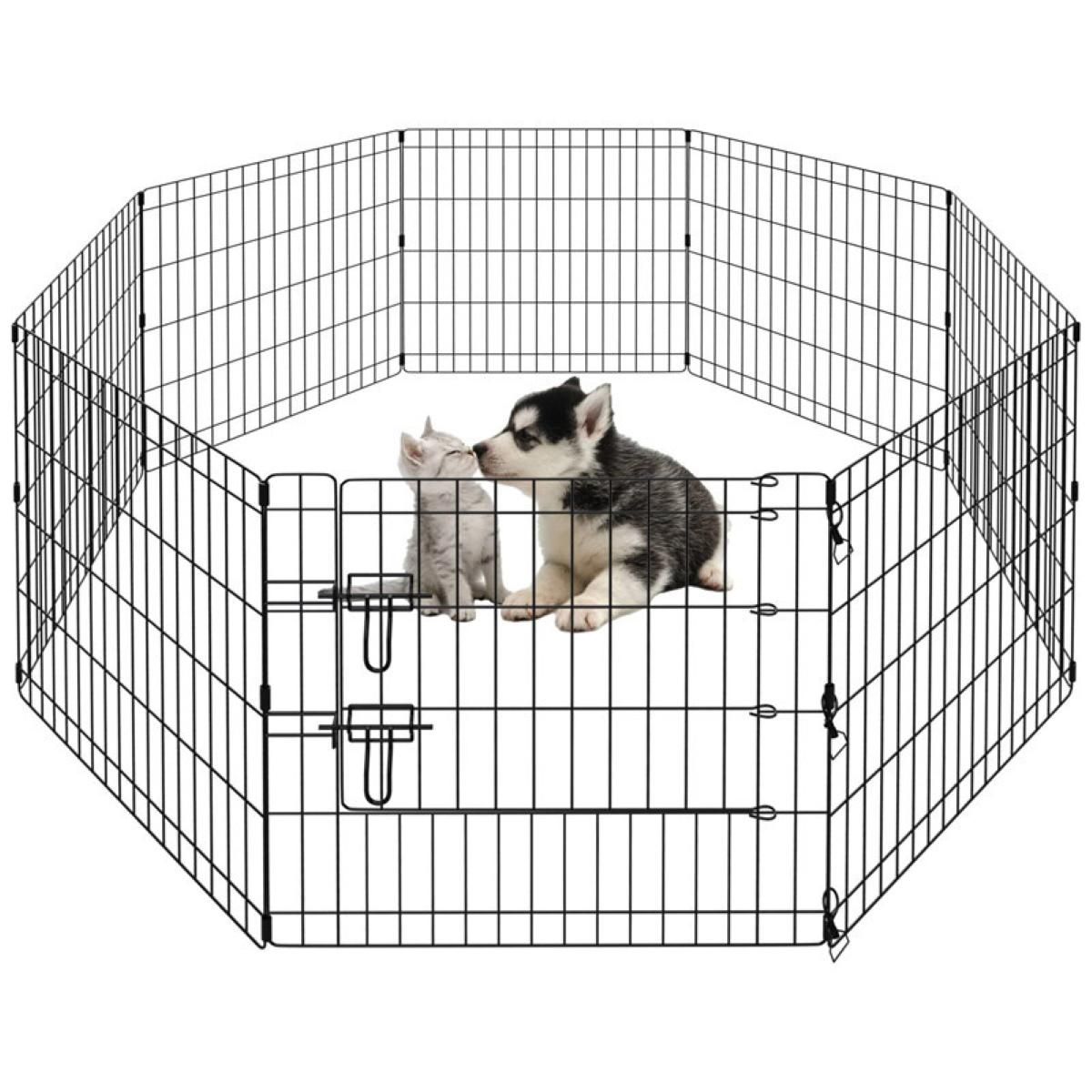 Ceruzo Welpenauslauf - faltbar - mit Tür - 8 Paneele 60×60 cm - 480 cm Umfang