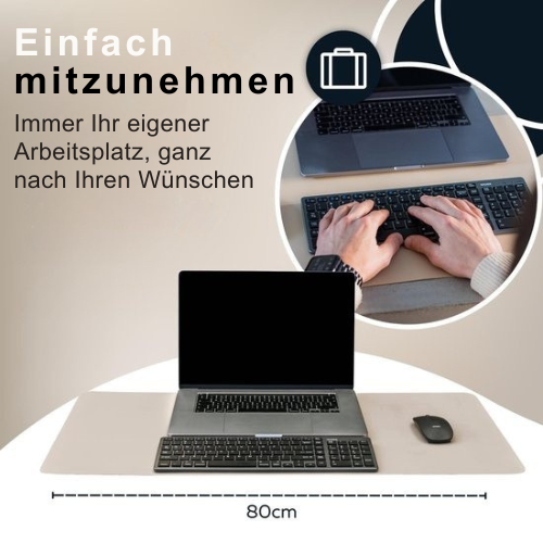 WURK - Professionelle Schreibtischunterlage Kunstleder - Schreibtisch-Organizer - Inklusive Kabelclip - 80x40 -Beige