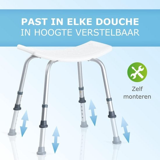 Vivamore - Duschhocker - Anti-Rutsch-Duschstuhl - Höhenverstellbar - Max. 150 KG