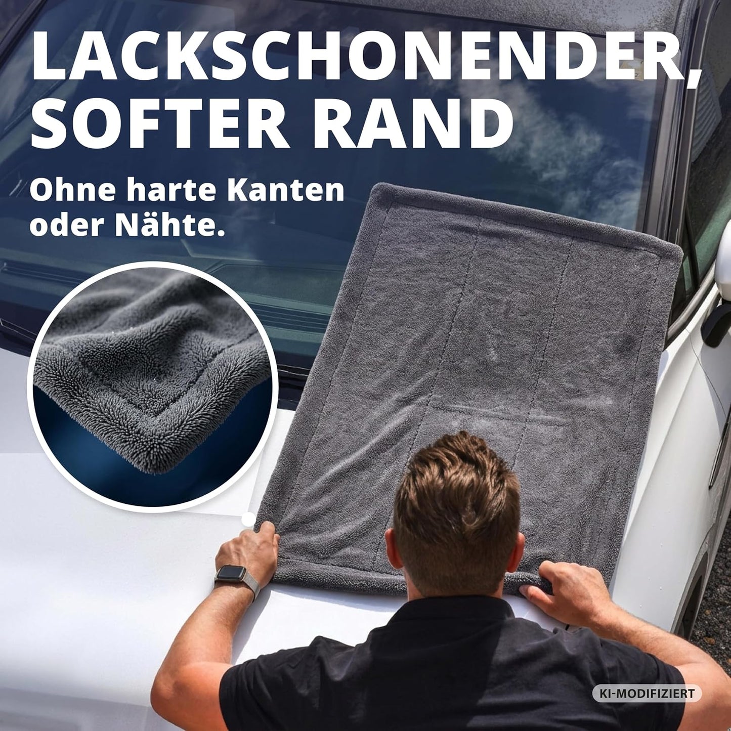 Licargo Autotrockentuch XXL – 80 x 50 cm – Grau – 1800 g/m² Mikrofaser