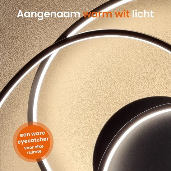 Goliving Spiral Deckenleuchte - Deckenleuchte - Wohnzimmer - Schlafzimmer - LED Ringe - 35w - Ø 63 cm - Schwarz