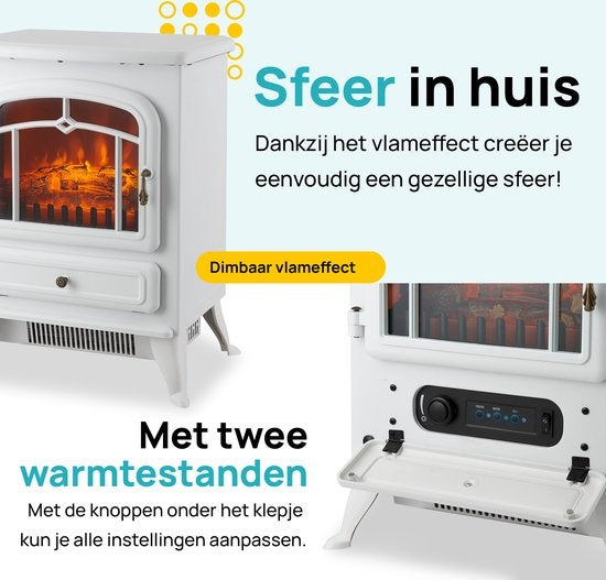 MOA Elektrokamin - Atmosphäre Kamin Classic - Heizung - Ofen - Freistehend - Weiß - ES180W