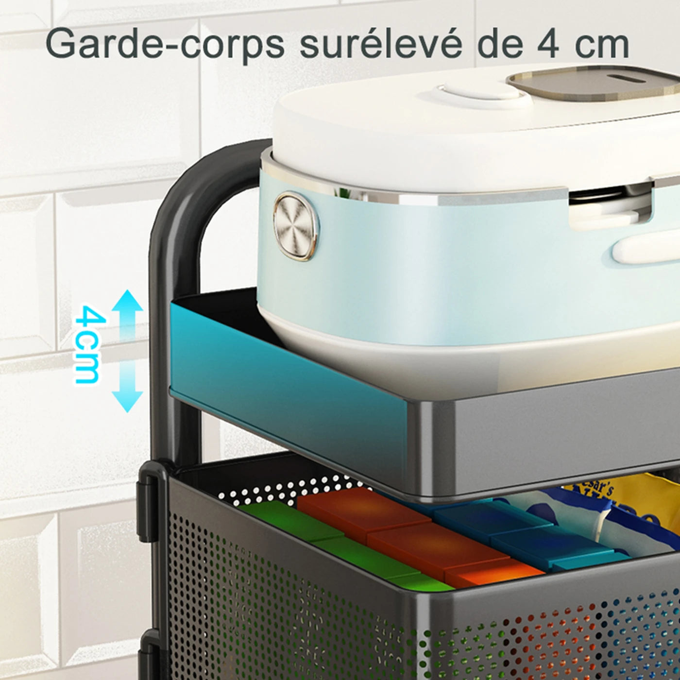 Maxcook Küchenregal – Stehender, drehbarer Rollwagen mit 5 Regalböden