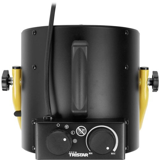 Tristar KA-5061 Industrieheizgerät – 1500 W – 3000 W – 3 Stufen – Einstellbarer Thermostat – IPX4 spritzwassergeschützt – Schwarz/Gelb