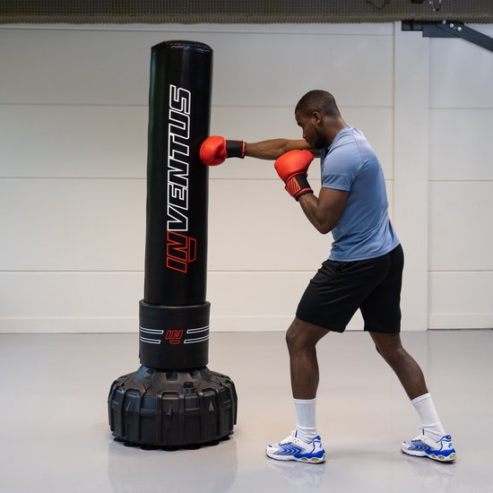 Inventus Boxsack Standing - 185 cm - Standing Boxing Pole - mit Wasser / Sand füllen - Boxen und Training - Schwerer Boxsack - Erwachsene - Schwarz