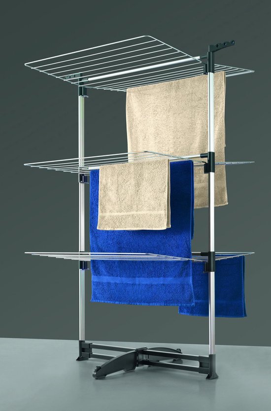 Tomado - Ciclone Trockenturm - 40 Meter Trockenlänge - Silbergrau - Zusammenklappbar - Mit Haken für Kleiderbügel - Aluminium und Metall -.