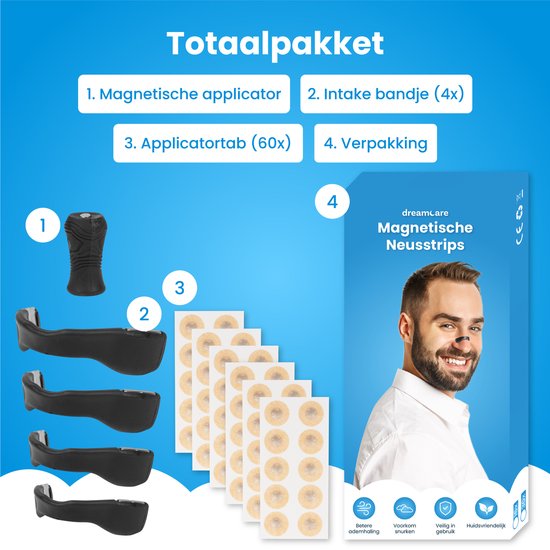 DreamCare Nasenstreifen magnetisch - 30 Paare - Anti-Schnarch - Nasenpflaster