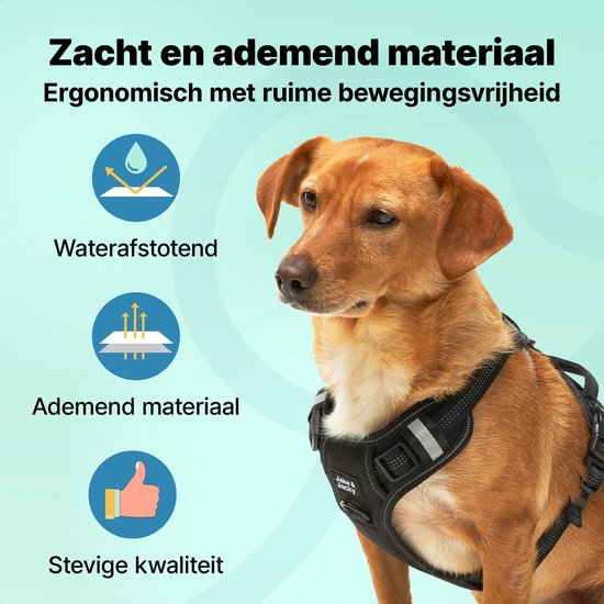 Jake und Jacky Hundegeschirr - Anti-Zieh-Geschirr - Hundegeschirr - Y-Geschirr Hund - Reflektierend - Schwarz - Größe S