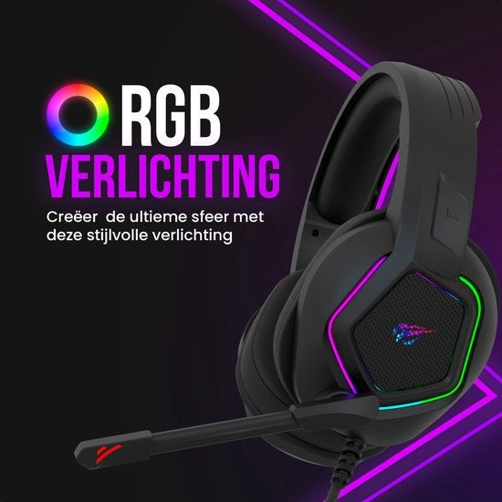 Strex - Gaming Kopfhörer - mit Mikrofon & RGB-Beleuchtung - 7.1 Surround Sound - PC/PS4/PS5/XBOX/Switch - Schwarz