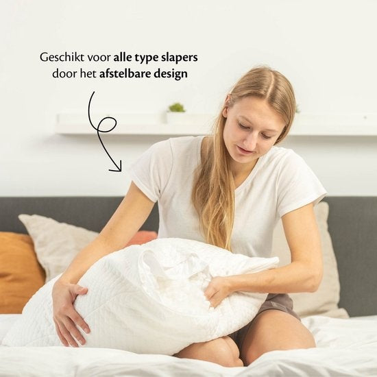 EL Life Kissen Nackenschmerzen - 80 x 80cm - Bambuskissen - Memory Foam / Memory Foam Füllung - Ergonomisch und orthopädisch - Inklusive Kopfkissenbezug