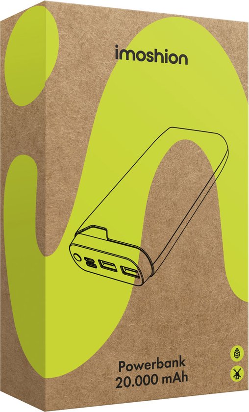 imoshion - Powerbank 20000 mAh - Schnellladegerät - 22,5W - USB-C & USB-A - geeignet für iOS/Android - Schwarz