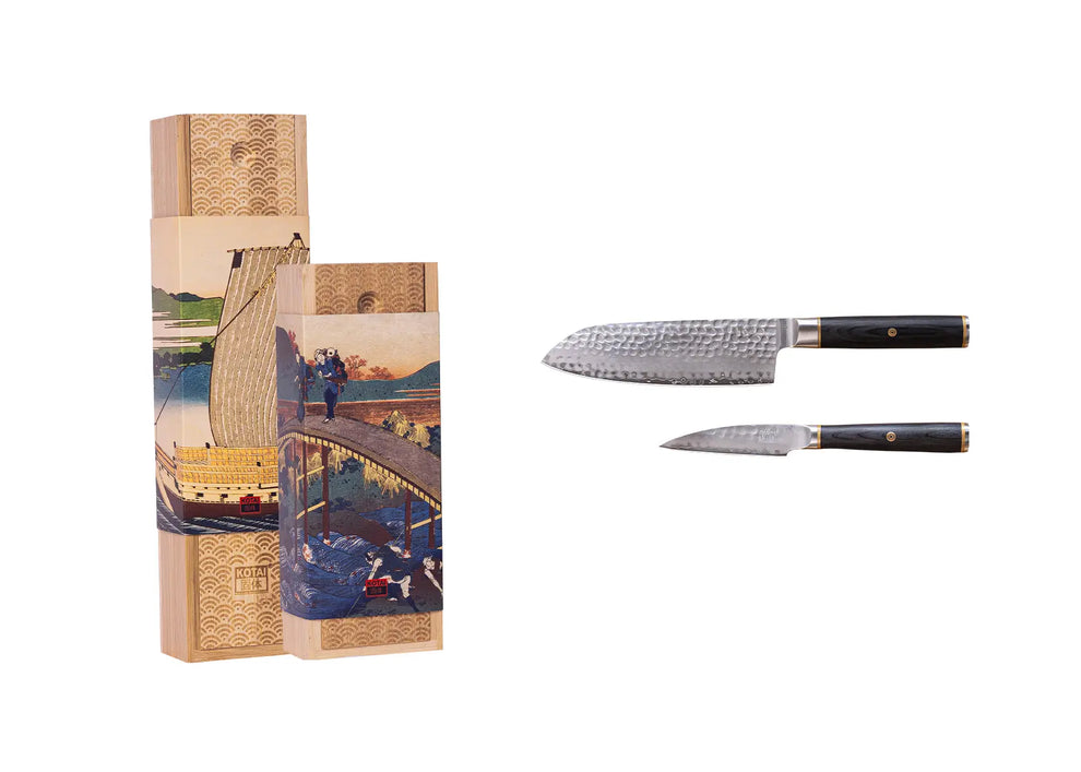 KOTAI Starter-Messerset, 2-teilig – San-Mai AUS-10-Stahl – Schwarzes Pakkaholz
