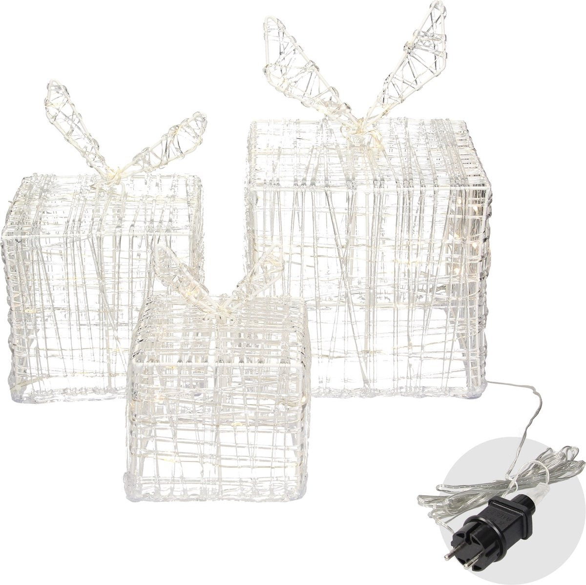 Nampook Weihnachtsbeleuchtung Geschenkboxen - 90 LED - 3 Stück mit verschiedenen Größen