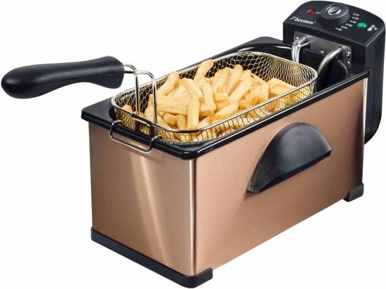 Bestron Fritteuse 3,5 Liter – AF370CO – Fritteuse 2000 W – Sichtfenster – Kupfer – 5 Jahre Garantie
