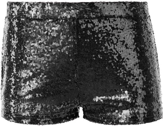 Dressforfun Faschingskostüm Pailletten Shorts schwarz – Damen – Größe XL