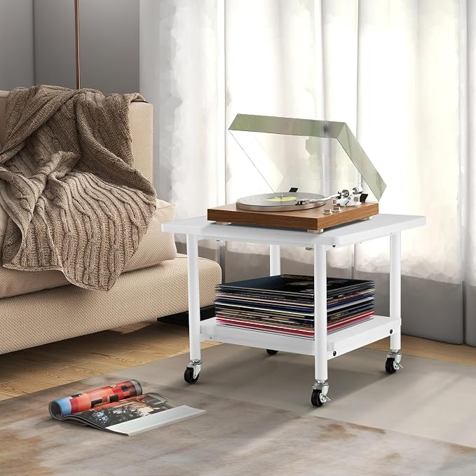 Coast Drucktisch mit 2 Ebenen und Rollen – 49 x 40 x 38 cm – Weiß