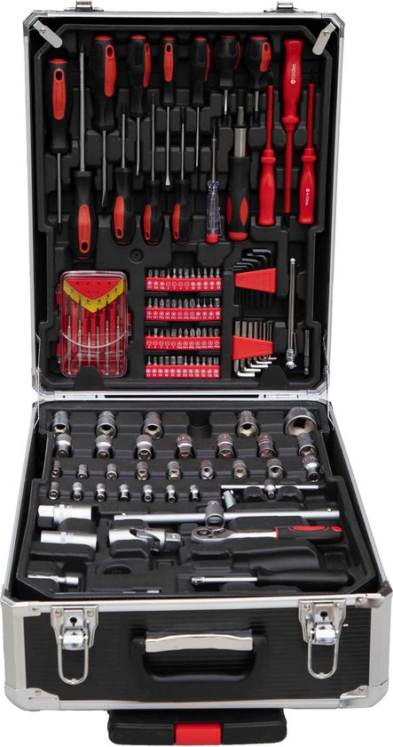 ALDORR Tools – 152 - Teiliges Werkzeugset im Koffer – Werkzeugkasten – Gefüllter Werkzeugkoffer – Werkzeugkiste – Schraubendreherset – Aluminium – Handwerkzeug – Basiswerkzeug – Mit Drehmomentschlüssel mit Ratsche – Geschenk für Männer - Einweihungsgesche