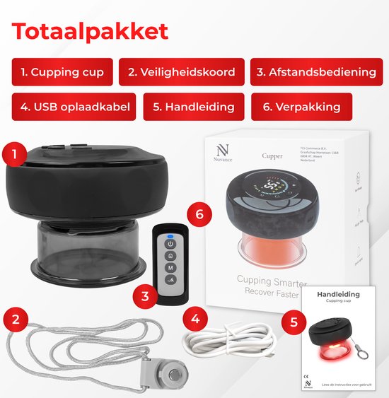 Nuvance - Schröpfkopf Pro - Smart Copper - Massagegerät - Elektrischer Massagebecher - Inkl. eBook - Schröpfkopfmassage-Set