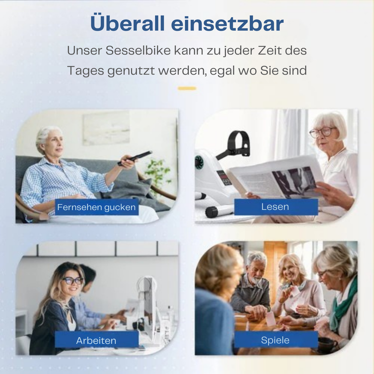 Safe Age - Heimtrainer Fahrrad - mit elektrischer Unterstützung & Fernbedienung - Schreibtisch Fahrrad - Weiß