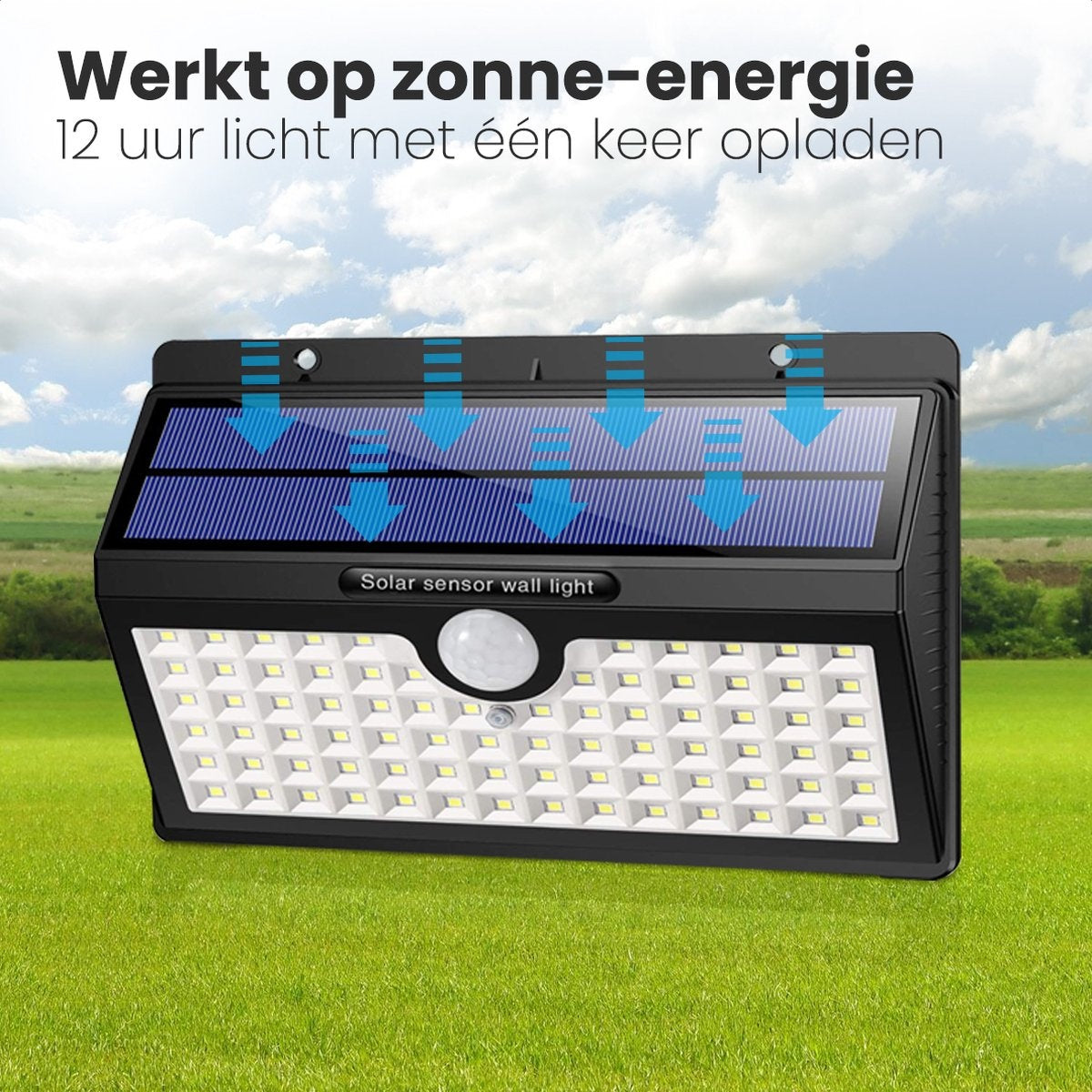 Auronic Solar Außenleuchte mit Bewegungssensor - Solar Gartenleuchte - Wandleuchte - 78 LEDs - IP65 - 2 Stück - Schwarz
