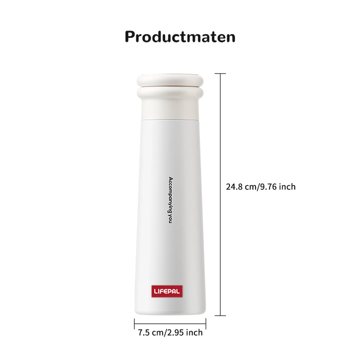 LIFEPAL BF25B571 Trinkflasche mit magnetischer Handyhalterung – 550 ml – weiß