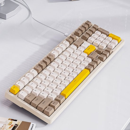Fuegobird K3MAX Mechanische Gaming Tastatur - 100 Tasten - Gasket Mod - QWERTY - Mechanische RGB Hintergrundbeleuchtung Tastatur - Cheese