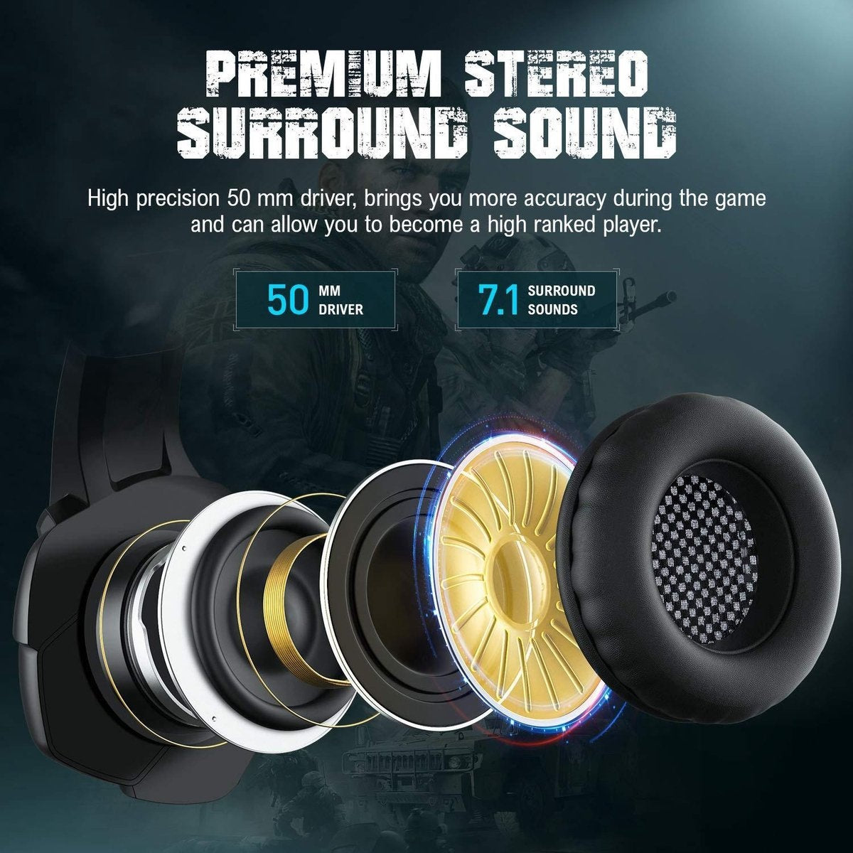 ONIKUMA K5 RGB Stereo-Gaming-Headset mit Mikrofon - für PC / Laptop / PS4 / Xbox One / Nintendo Switch