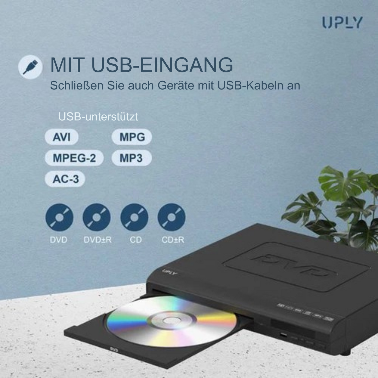 UPLY - DVD-Player - mit HDMI - Full HD - inkl. Fernbedienung - USB - Schwarz