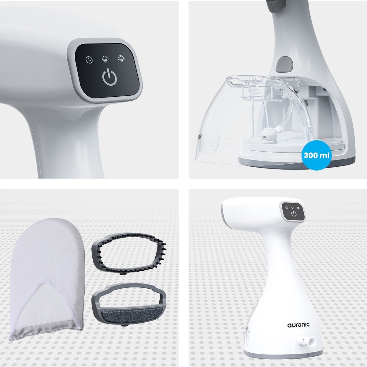 Auronic - Tragbarer Dampfglätter - für Kleidung und Möbel - 300ml - 20min Dampfdauer - Weiß