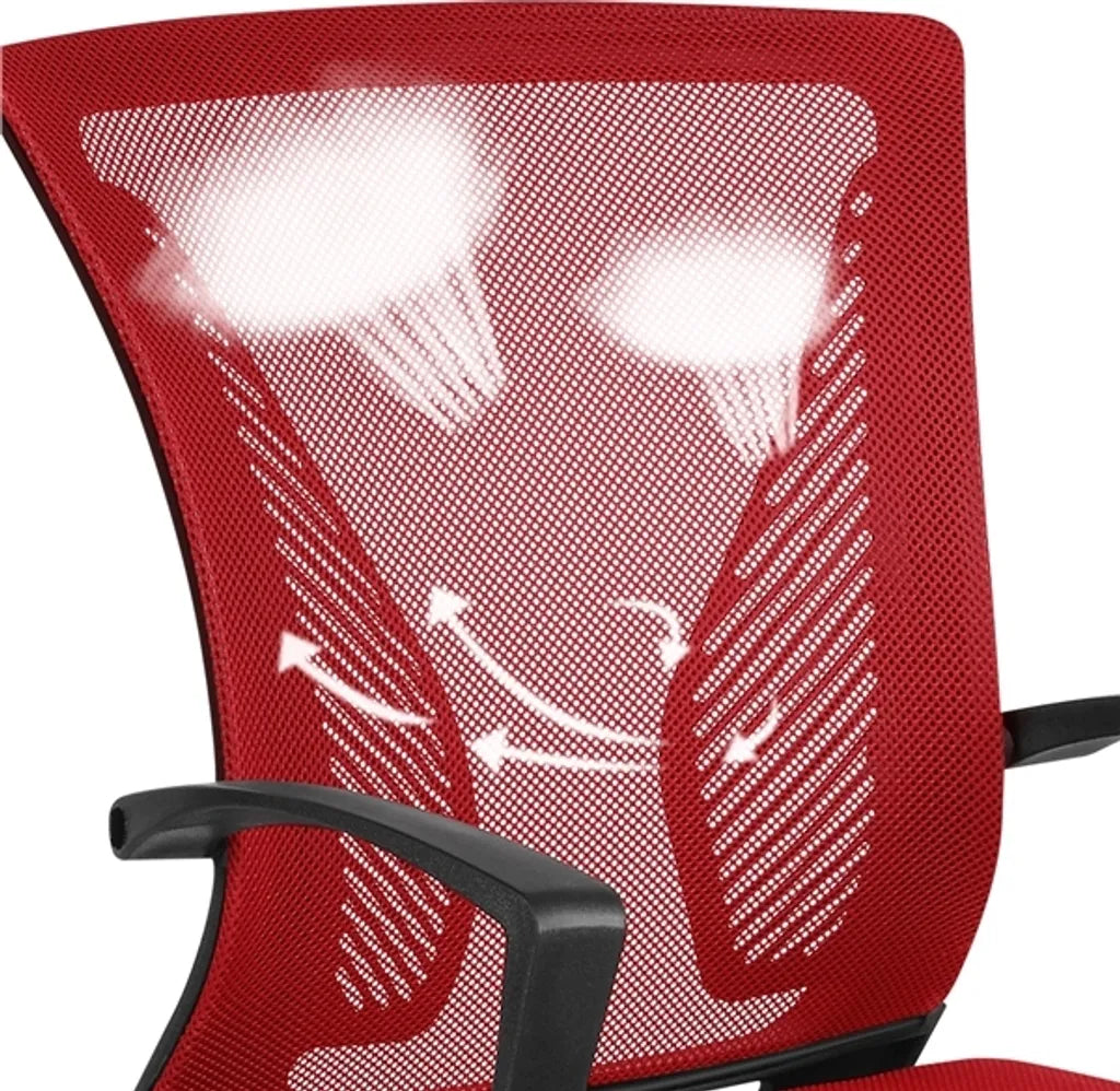 Yaheetech Ergonomischer Bürostuhl 60 x 60 x 91–100,5 cm – Rot – Verstellbarer Drehstuhl mit Netzrückenlehne