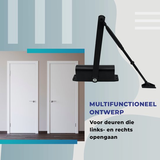 Gtrise Adjustable Door closer - T/M 100KG - Large - Incl mounting kit - Hydraulic - High quality - For indoor & outdoor - Many functions - Door closer - Door spring