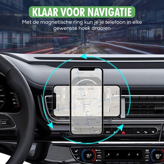 Travelhawk Magsafe Phone Holder Car - Geeignet für iPhone 11/12/13/14/15 - Kabelloses Ladegerät - Handyhalterung Auto - Magsafe Car Holder - Magnetisch - Armaturenbrett - Schwarz
