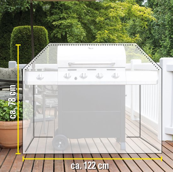 Kinzo BBQ-Abdeckung - BBQ-Schutzhülle für rechteckige Grills - wasserdicht - strapazierfähiges und wiederverwertbares Polyethylen - 122 x 71 x 76 CM - Schwarz