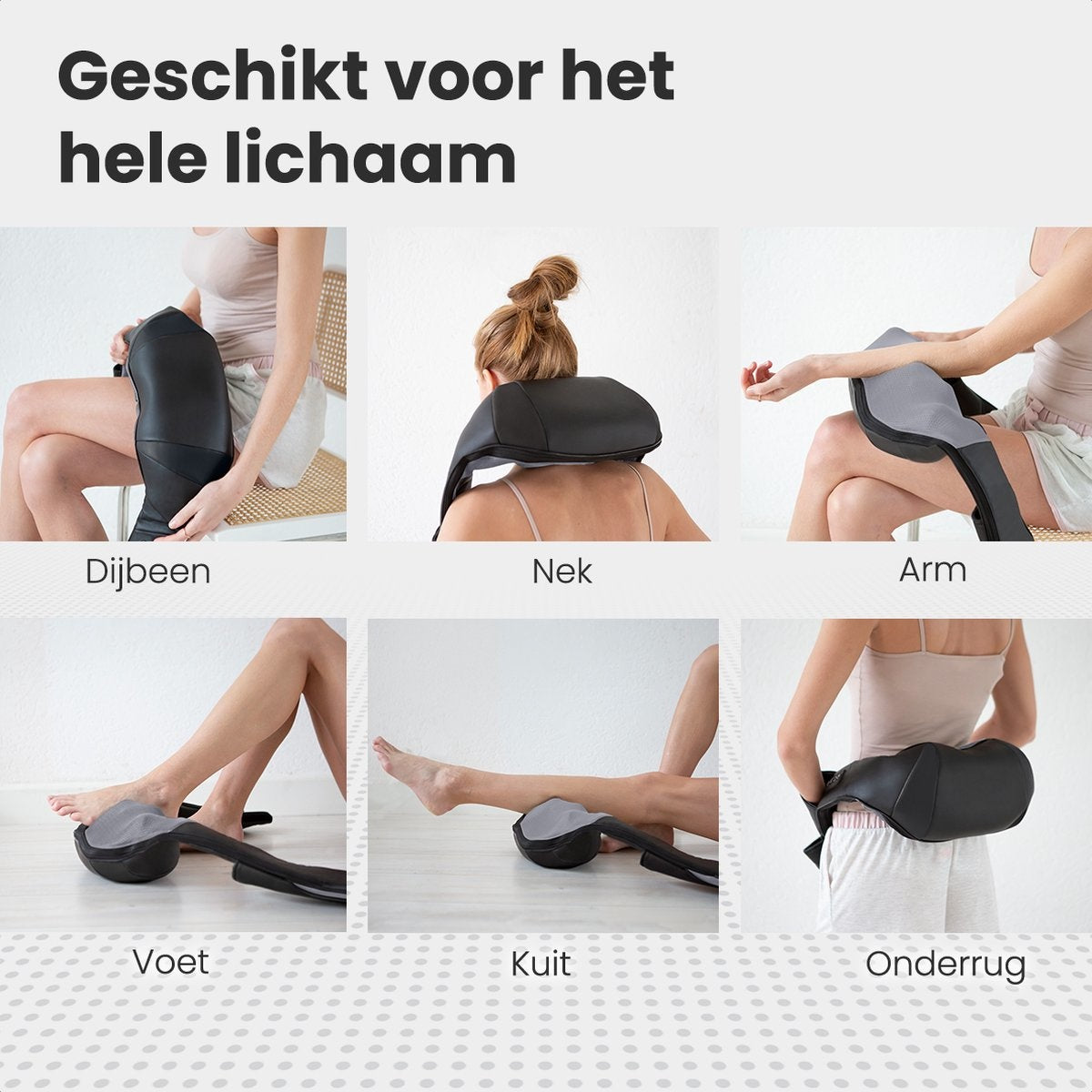 Auronic - Shiatsu-Massage-Kissen - Elektrisches Nackenmassagegerät - Infrarot - Kabellos - Schwarz
