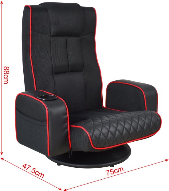 VDD Gaming – Gaming-Stuhl – Bodensessel – Gaming-Stuhl schwarz/rot – Verstellbarer Bodensessel
