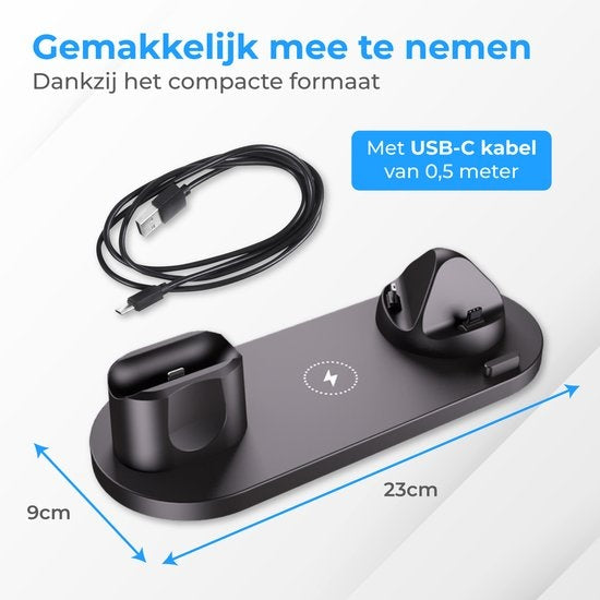 Nuvance 6 in 1 Wireless Charger - Für alle Qi-Geräte - Schwarz