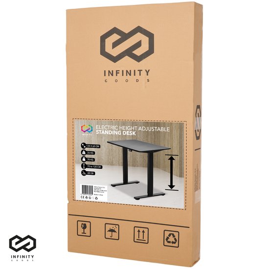 Infinity Goods Sitz-Steh-Schreibtisch - elektrisch höhenverstellbar - 120 x 60 CM - Schwarz