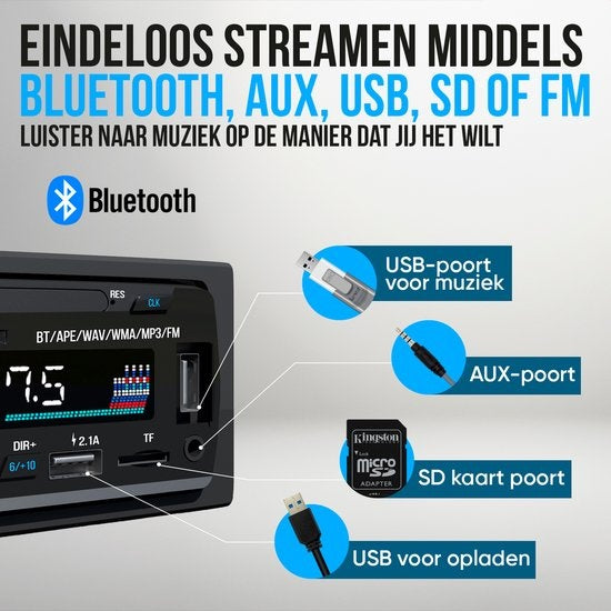 Strex - Autoradio - mit Bluetooth - USB/ SD-Karte und AUX-Anschluss - Freisprecheinrichtung - Schwarz