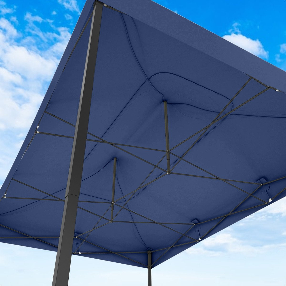 LifeGoods Partyzelt - Pavillon - 3x4,5 m - leicht aufbaubar - faltbar - wasserdicht - Tragetasche mit Rädern - dunkelblau