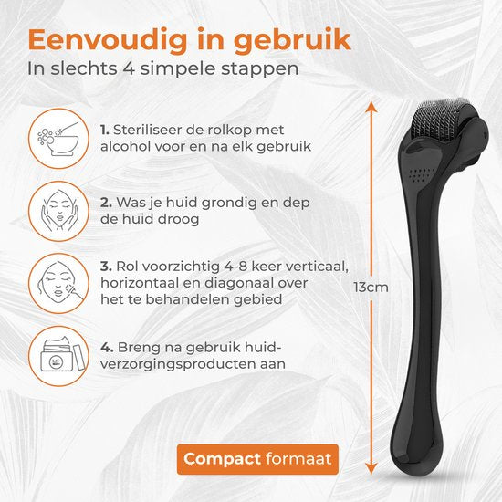 Nuvance Dermaroller - 540 Mikro-Nadeln von 0,5 mm - Inkl. eBook - Bartroller für Haarwachstum - Steril verpackt