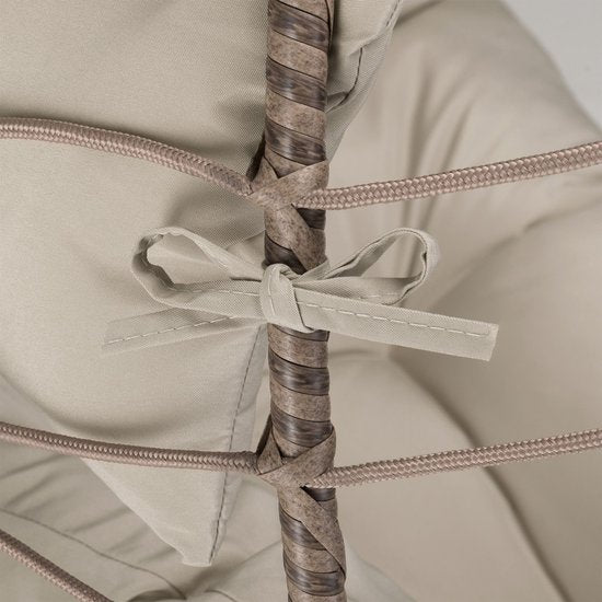 Juskys Polyrotan Doppel-Hängesessel Aria - Beige - inkl. Sockel & Kissen