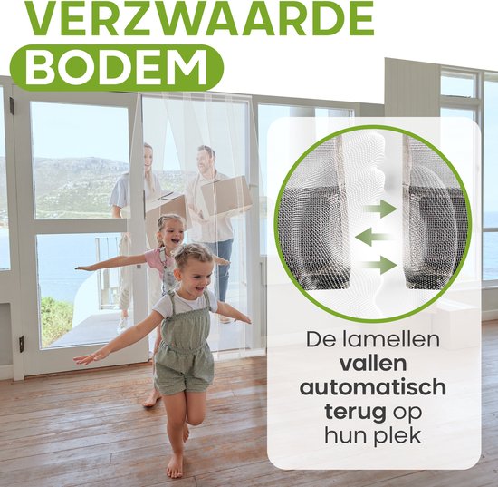 O'DADDY® Fliegengitter Lamellenvorhang - 100x260 cm - Türvorhang - Türtür - Verstellbares Design - Fiberglas - Türgitter Weiß
