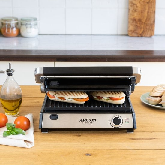 Safecourt Kitchen - 3-in-1 Kontaktgrill - Toaster - Abnehmbare Platten - 180 °C Gril - Schwarzl