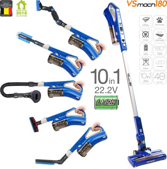 TurboTronic VS180 Kabelloser Stabstaubsauger mit Dustbuster - Blau