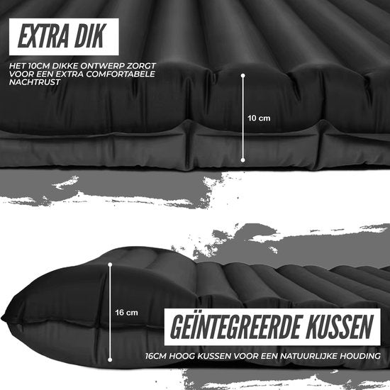 Ever Trex Schlafmatte Comfort - 193x70x10cm - Eingebaute Pumpe - 1 Person - Campingmatratze - Selbstaufblasend - Schwarz