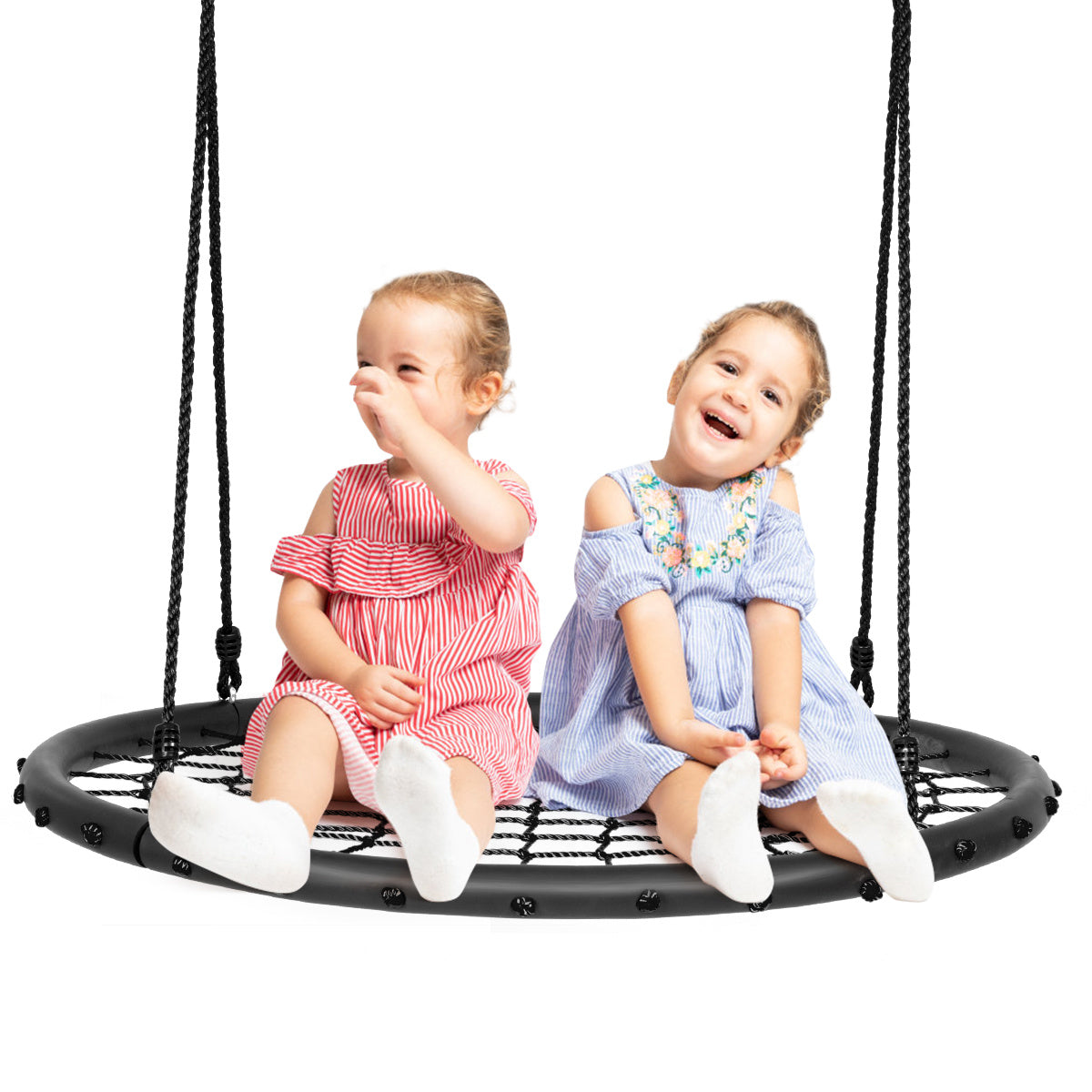 Coast Ø100cm Spider Web Tree Swing mit verstellbaren Seilen und robusten Stahlrahmen schwarz