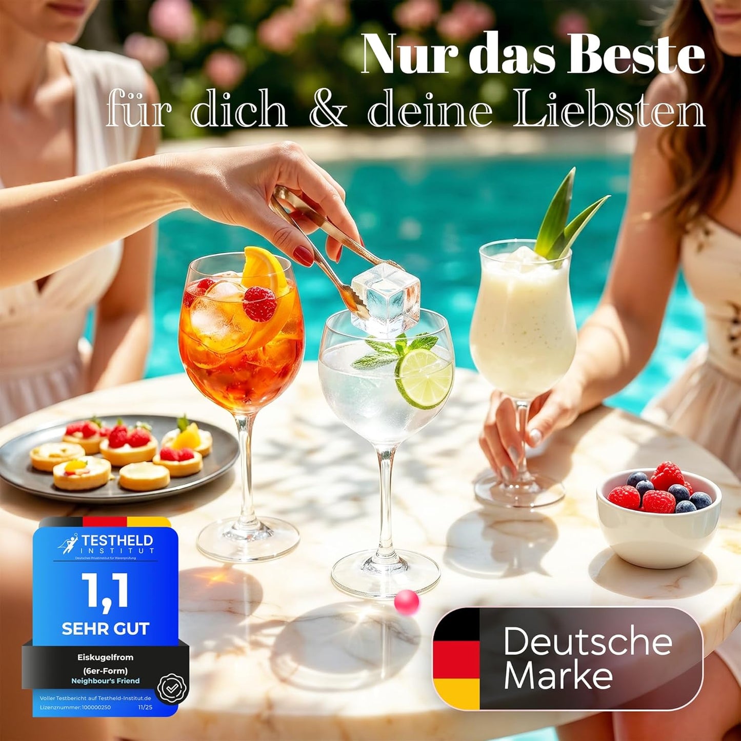 Neighbour's Friend Eiswürfel- und Eiskugelform-Set – Rosa – XXL – Silikon