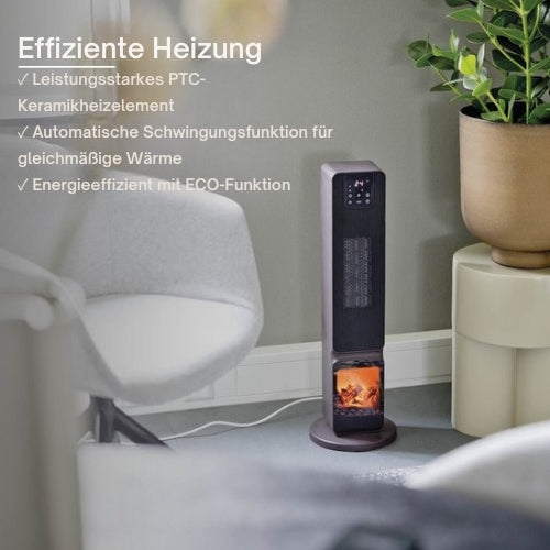 QLT No Less - Heizlüfter mit Swing und ECO-Modus - Elektroheizung mit Wifi + App-Steuerung - 2000W - Schwarz