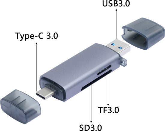 Garpex® SD-Kartenleser USB-C – Kartenleser USB 3.0 – SD-Kartenleser – Speicherkartenleser – Micro-SD-Kartenleser – USB-Kartenleser – Aluminium