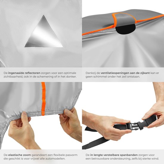 tectake® Car Cover - Outdoor Autosegel - Hagelschutz - Wasserdichte Decke mit 3 verstellbaren Gurten - Atmungsaktiv - Autoschutzdecke mit Aufbewahrungstasche - Kompatibel mit vielen Modellen - Größe (LxBxH) 520 x 185 x 145 cm - Für SUV oder Van